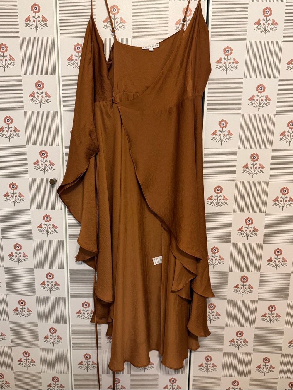 Baltic Born Steffi Tulip Wrap Slip Dress brown size small - Picture 6 of 6